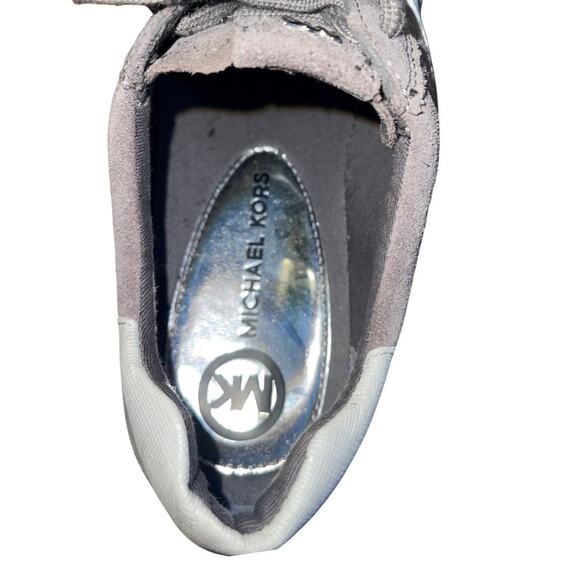 Michael Michael Kors Allie Trainer Sneakers Gray Suede Silver Metallic Size 9 - Picture 6 of 8